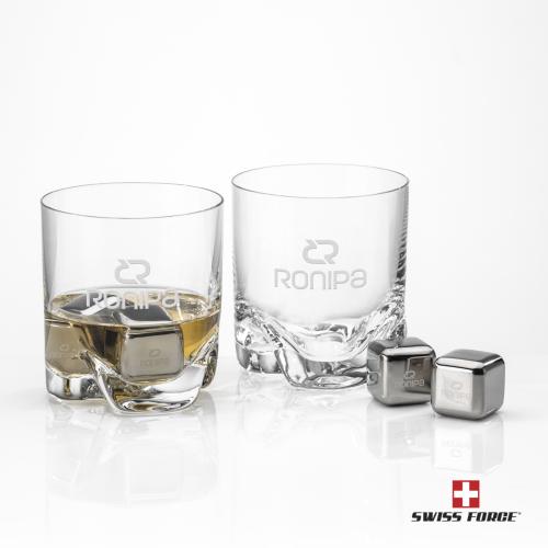 Corporate Gifts - Barware - Barware Gift Sets - Swiss Force&reg; S/S Ice Cubes & 2 Hillcrest OTR