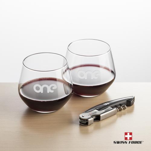 Corporate Gifts - Barware - Barware Gift Sets - Swiss Force&reg; Opener & Mandelay Stemless Wine