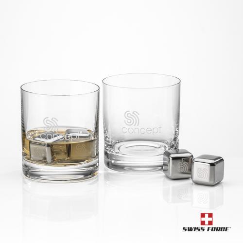 Corporate Gifts - Barware - Barware Gift Sets - Swiss Force&reg; S/S Ice Cubes & 2 Franca OTR