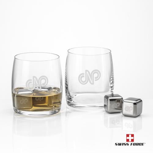 Corporate Gifts - Barware - Barware Gift Sets - Swiss Force&reg; S/S Ice Cubes & 2 Gwynedd Tasters