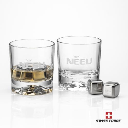 Corporate Gifts - Barware - Barware Gift Sets - Swiss Force&reg; S/S Ice Cubes & 2 Heathfield OTR