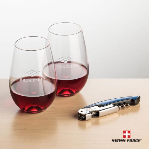 Corporate Gifts - Barware - Barware Gift Sets - Swiss Force&reg; Opener & Boston Stemless Wine