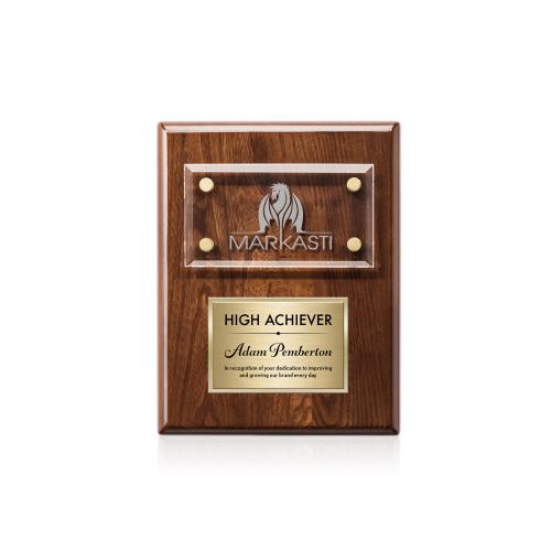 Plaque Awards - Appreciation Plaques - Gossamer Plaque - Walnut/Gold
