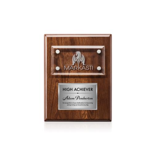 Plaque Awards - Appreciation Plaques - Gossamer Plaque - Walnut/Silver