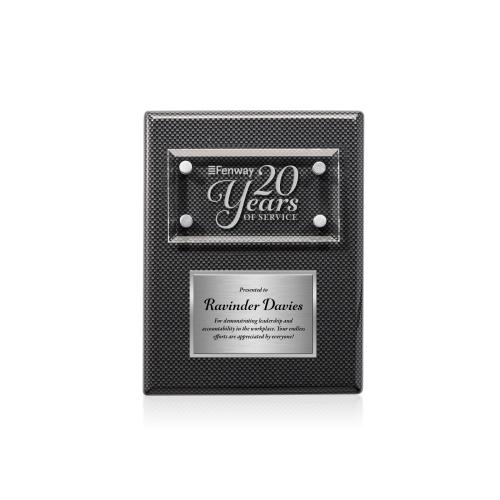 Plaque Awards - Appreciation Plaques - Gossamer Plaque - Carbon Fibre/Silver