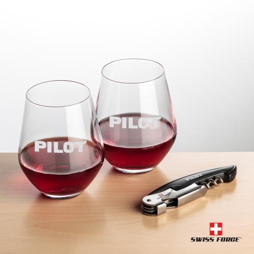 Corporate Gifts - Barware - Barware Gift Sets - Swiss Force&reg; Opener & Reina Stemless Wine