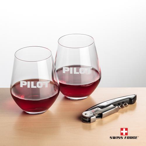 Corporate Gifts - Barware - Barware Gift Sets - Swiss Force&reg; Opener & Reina Stemless Wine