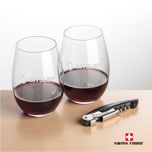 Corporate Gifts - Barware - Barware Gift Sets - Swiss Force&reg; Opener & Laurent Stemless Wine