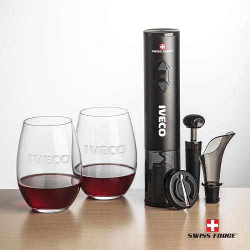 Corporate Gifts - Barware - Barware Gift Sets - Swiss Force&reg; Opener Set & Carlita Stemless Wine