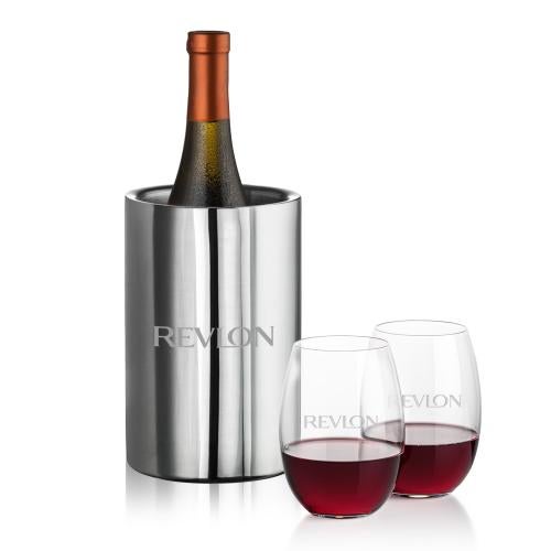 Corporate Gifts - Barware - Barware Gift Sets - Jacobs Wine Cooler & Carlita Stemless Wine