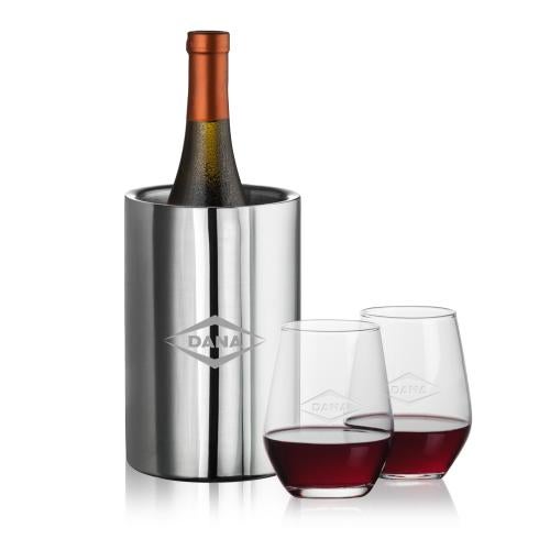 Corporate Gifts - Barware - Barware Gift Sets - Jacobs Wine Cooler & Mandelay Stemless Wine