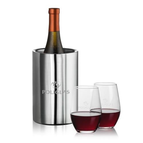 Corporate Gifts - Barware - Barware Gift Sets - Jacobs Wine Cooler & Vale Stemless Wine