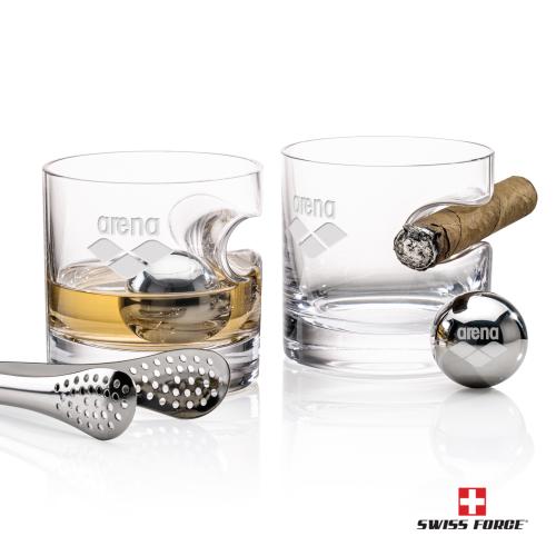 Corporate Gifts - Barware - Barware Gift Sets - Swiss Force&reg; S/S Balls & 2 Havana OTR