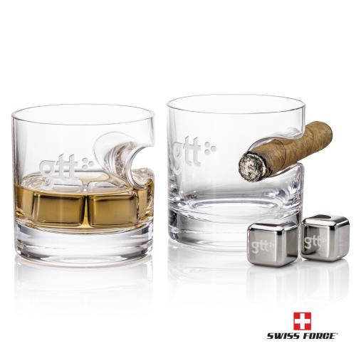 Corporate Gifts - Barware - Barware Gift Sets - Swiss Force&reg; S/S Ice Cubes & 2 Havana OTR