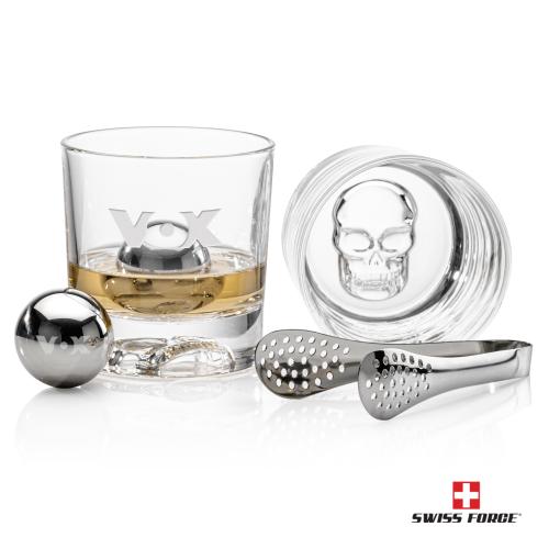 Corporate Gifts - Barware - Barware Gift Sets - Swiss Force&reg; S/S Balls & 2 Delrina Skull OTR