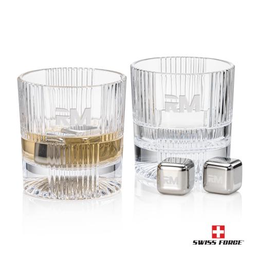Corporate Gifts - Barware - Barware Gift Sets - Swiss Force&reg; S/S Ice Cubes & 2 Blackwell OTR