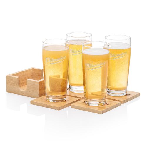 Corporate Gifts - Barware - Barware Gift Sets - Bamboo Coaster Gift Set - Wilmington