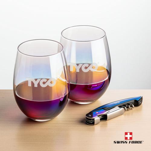 Corporate Gifts - Barware - Barware Gift Sets - Swiss Force&reg; Opener & Miami Stemless Wine