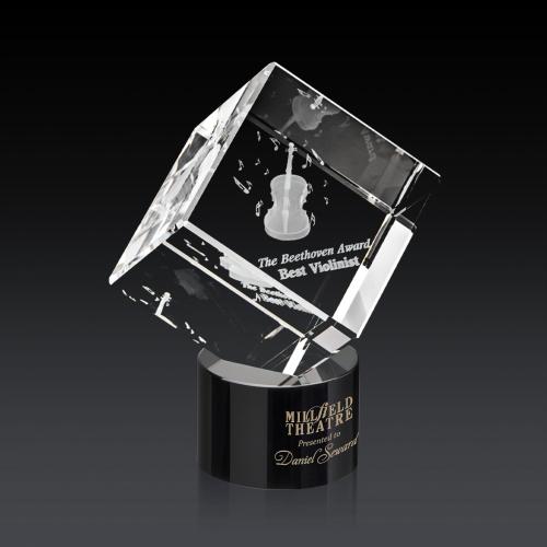 Recognition Awards - Crystal Awards - Burrill 3D Award on Marvel Base - Black