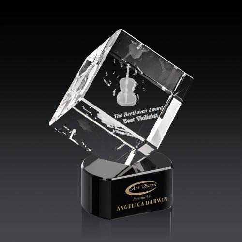 Recognition Awards - Crystal Awards - Burrill 3D Award on Paragon Base - Black