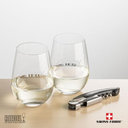 Corporate Gifts - Barware - Barware Gift Sets - Swiss Force&reg; Opener & RIEDEL Stemless Wine