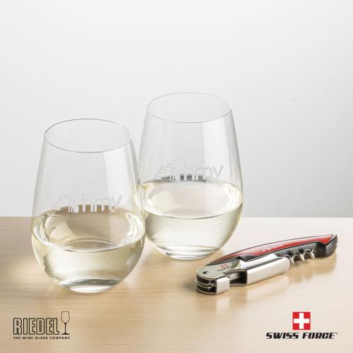 Corporate Gifts - Barware - Barware Gift Sets - Swiss Force&reg; Opener & RIEDEL Stemless Wine