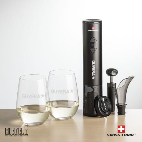 Corporate Gifts - Barware - Barware Gift Sets - Swiss Force&reg; Opener Set & RIEDEL Stemless Wine