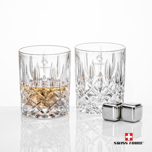 Corporate Gifts - Barware - Barware Gift Sets - Swiss Force&reg; S/S Ice Cubes & 2 RIEDEL Spey OTR