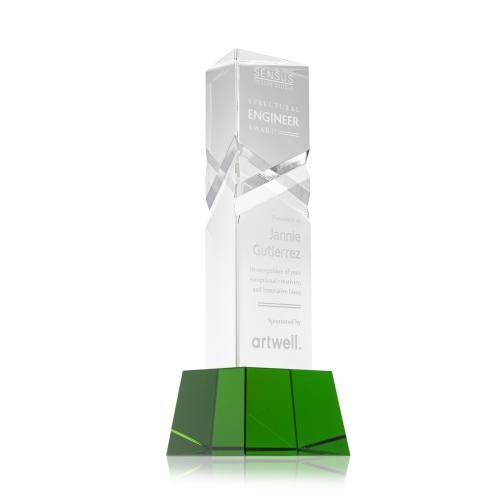 Recognition Awards - Crystal Awards - Oakham Award on Robson Base - Green