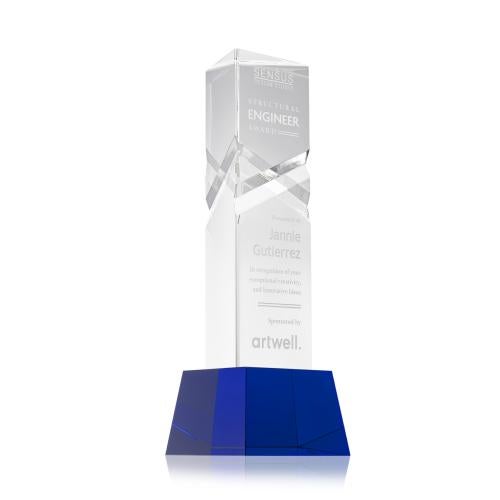 Recognition Awards - Crystal Awards - Oakham Award on Robson Base - Blue