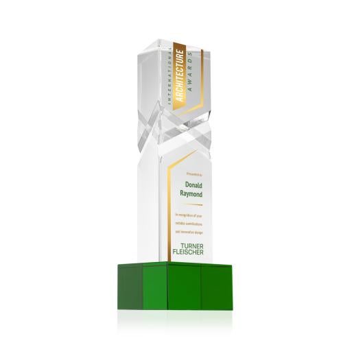 Recognition Awards - Crystal Awards - Oakham VividPrint&trade; Award on Hancock Base - Green