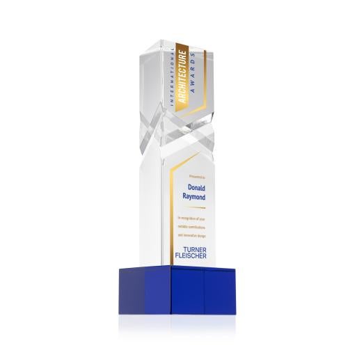 Recognition Awards - Crystal Awards - Oakham VividPrint&trade; Award on Hancock Base - Blue