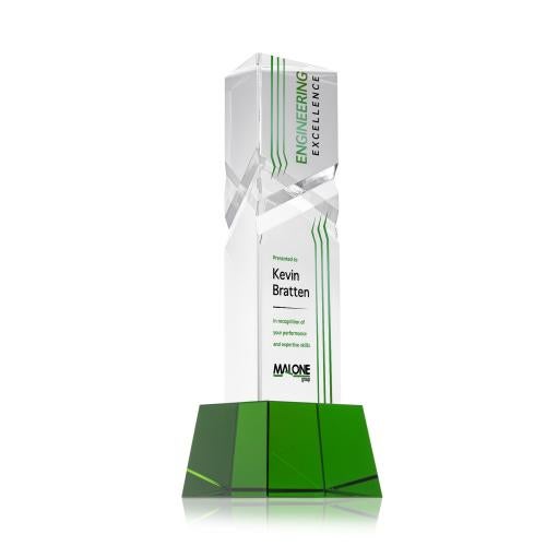 Recognition Awards - Crystal Awards - Oakham VividPrint&trade; Award on Robson Base - Green