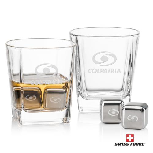 Corporate Gifts - Barware - Barware Gift Sets - Swiss Force&reg; S/S Ice Cubes & 2 Arcadia OTR