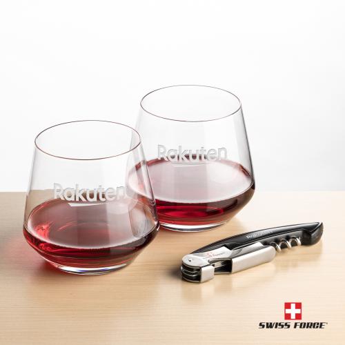 Corporate Gifts - Barware - Barware Gift Sets - Swiss Force&reg; Opener & Tucson Stemless Wine