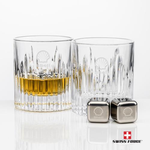 Corporate Gifts - Barware - Barware Gift Sets - Swiss Force&reg; S/S Ice Cubes & 2 Caldari OTR
