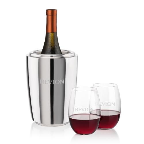 Corporate Gifts - Barware - Barware Gift Sets - Pescara Wine Cooler & Carlita Stemless Wine Set
