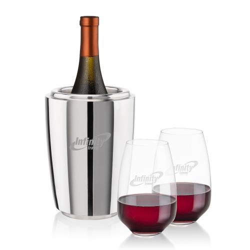 Corporate Gifts - Barware - Barware Gift Sets - Pescara Wine Cooler & Oldham Stemless Wine Set
