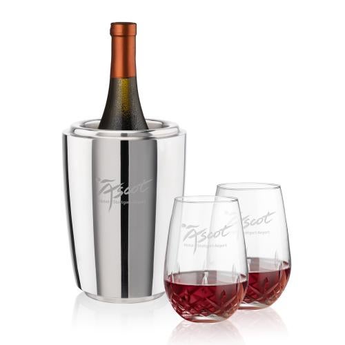 Corporate Gifts - Barware - Barware Gift Sets - Pescara Wine Cooler & Templeton Stemless Wine Set