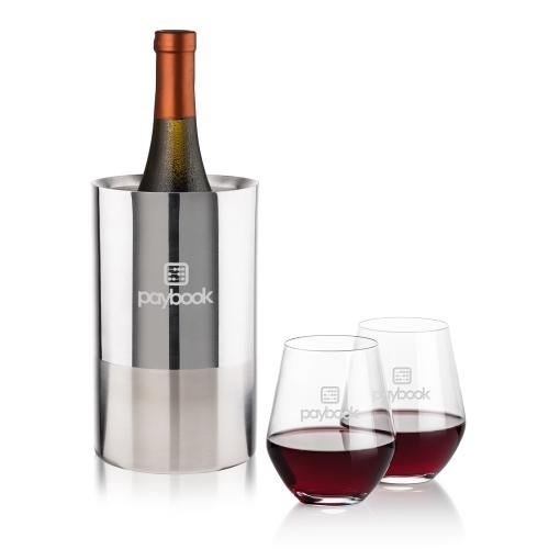 Corporate Gifts - Barware - Barware Gift Sets - Catania Wine Cooler & Reina Stemless Wine Set