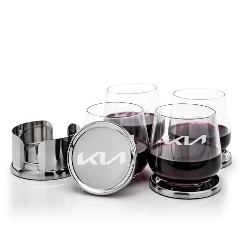 Corporate Gifts - Barware - Barware Gift Sets - Baldoni Coasters & Garland Stemless Wine Set
