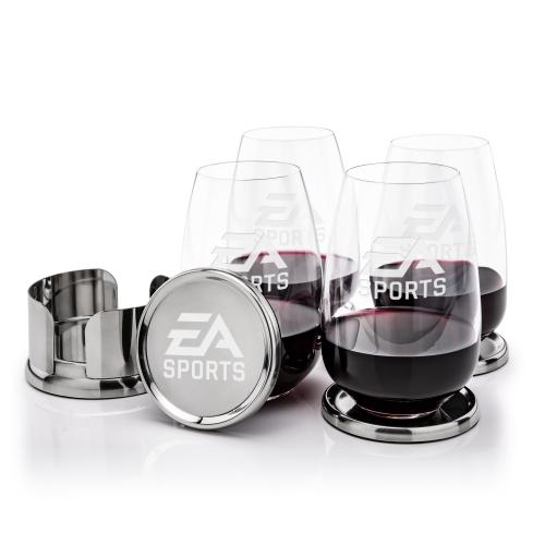 Corporate Gifts - Barware - Barware Gift Sets - Baldoni Coasters & Oldham Stemless Wine Set