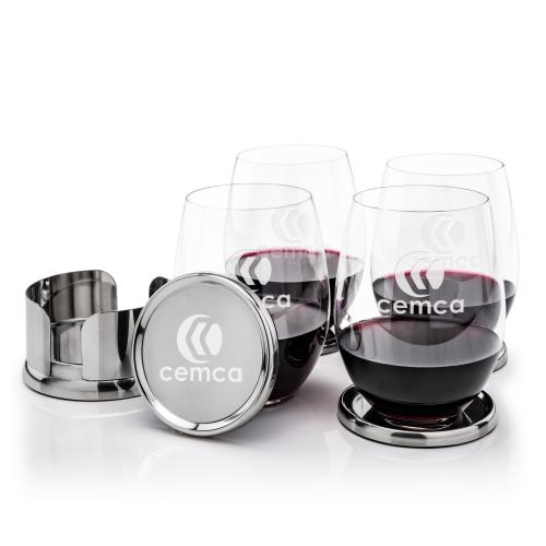 Corporate Gifts - Barware - Barware Gift Sets - Baldoni Coasters & RIEDEL Stemless Wine Set