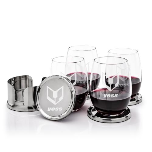Corporate Gifts - Barware - Barware Gift Sets - Baldoni Coasters & Stanford Stemless Wine Set