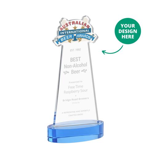 Recognition Awards - Crystal Awards - EdgeCraft Tapered Award on Alberton - Sky Blue (via Air)