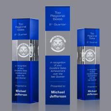Araceli Tower 3D Award - Blue - Colored Glass Awards