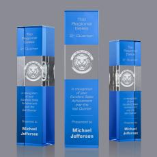 Araceli Tower 3D Award - Sky Blue - Colored Glass Awards