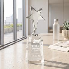 Tuscany Chrome Star on Cairns Base - Clear - Metal & Crystal Awards