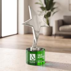Tuscany Chrome Star on Marvel Base - Green - Star Awards
