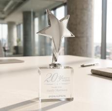 Tuscany Chrome Star on Woodlawn Base - Clear - Star Awards